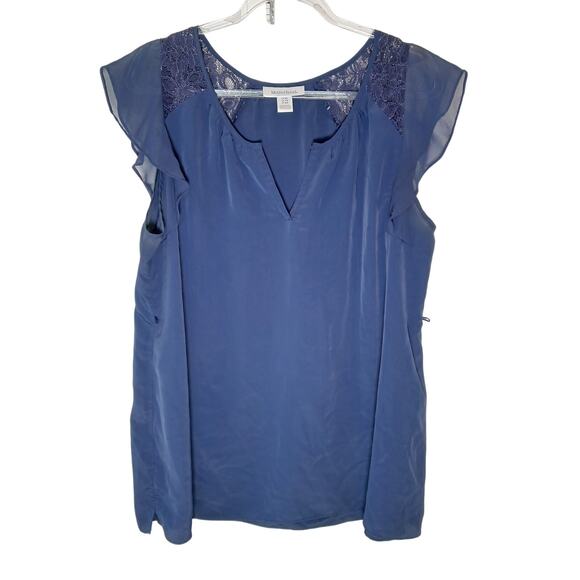 Motherhood Maternity Navy Lace Loose Fit Blouse Womens XL Work Office Career - Picture 1 of 10